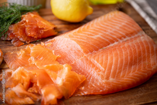 glavlax, scandinavian cured salmon fillet photo