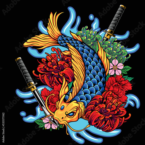 Vector illustration of japanese koi