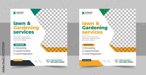 Agro farm services social media post or web banner template design
