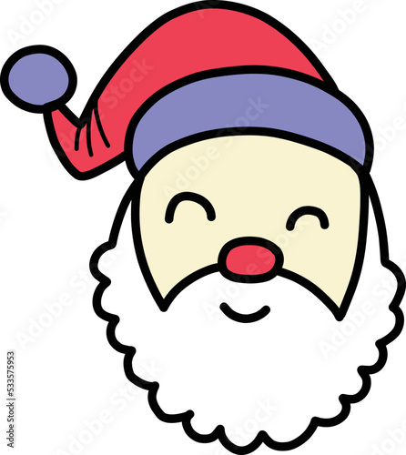 Hand Drawn Santa Claus face is happy illustration