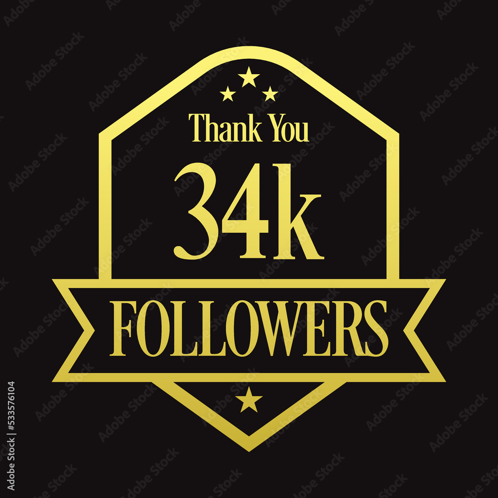 Thank you 34K followers, 34000 followers celebration, Vector Illustration Thank you 34K followers, 34000 followers celebration, Vector Illustration