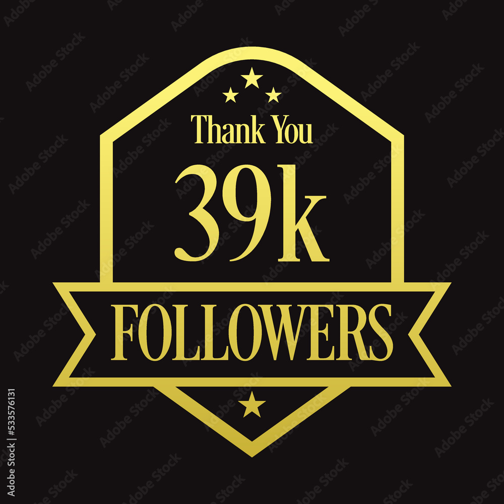 Thank you 39K followers, 39000 followers celebration, Vector Illustration