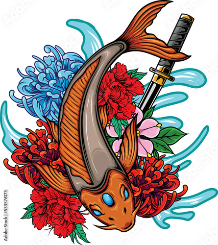 Vector illustration of japanese koi