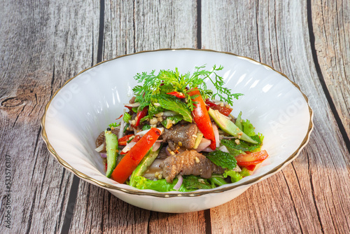 Beef Salad, Thai style beef salad spicy dish.