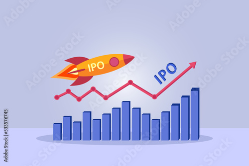 business graph with arrow and IPO text
