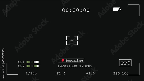camera screen vector Camera screen showing recording is in progress vector image