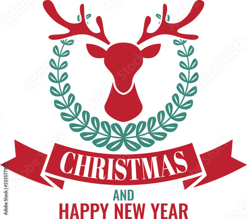 Merry Christmas and happy new year lettering and quote illustration