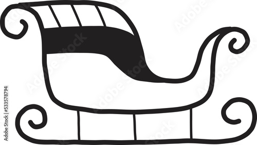 Hand Drawn Santa sleigh and gifts illustration