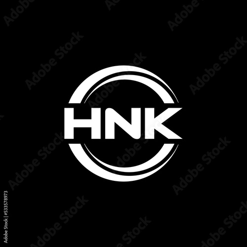 HNK letter logo design with black background in illustrator, vector logo modern alphabet font overlap style. calligraphy designs for logo, Poster, Invitation, etc. photo