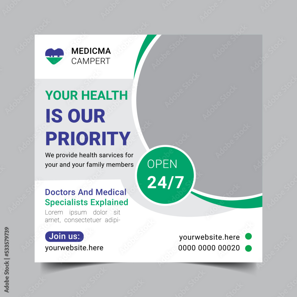Medical and health care social media post template design collection Medical and health care social media post template design collection