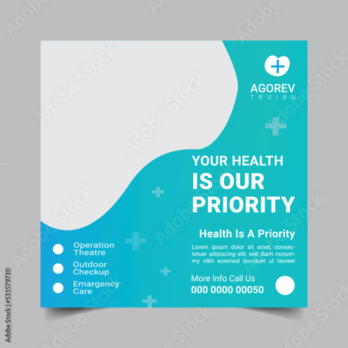 Medical and health care social media post template design collection