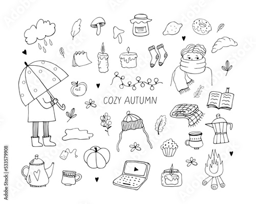 Vector autumn set, autumn doodle set