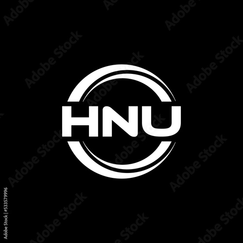HNU letter logo design with black background in illustrator  vector logo modern alphabet font overlap style. calligraphy designs for logo  Poster  Invitation  etc.