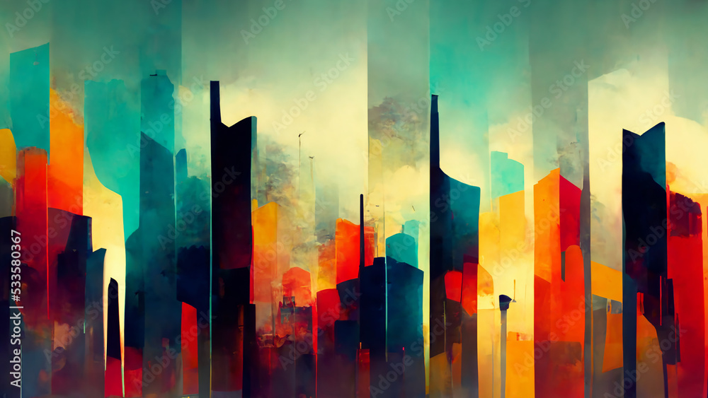 Fototapeta premium Colorful abstract tower wallpaper. 3D illustration, 3D rendering.