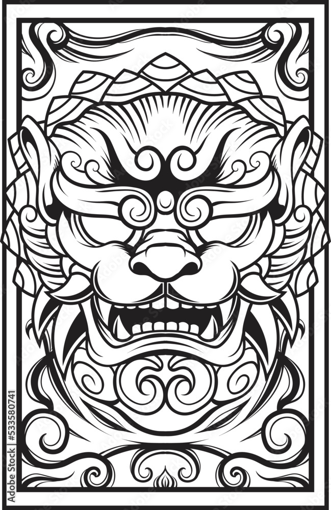 Vector illustration of komainu japanese lion Vector illustration of komainu japanese lion