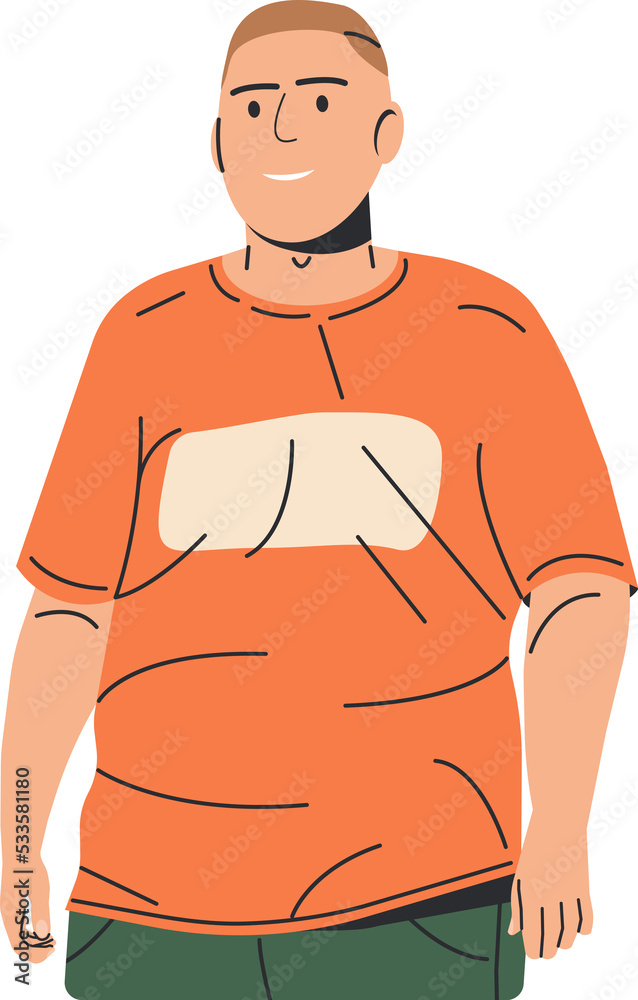 Fototapeta premium Happy smiling man with overweight