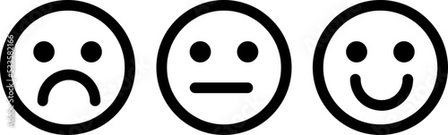  Smiley emoticons icon positive, neutral and negative . Smile Icon in trendy flat style isolated on white background..eps