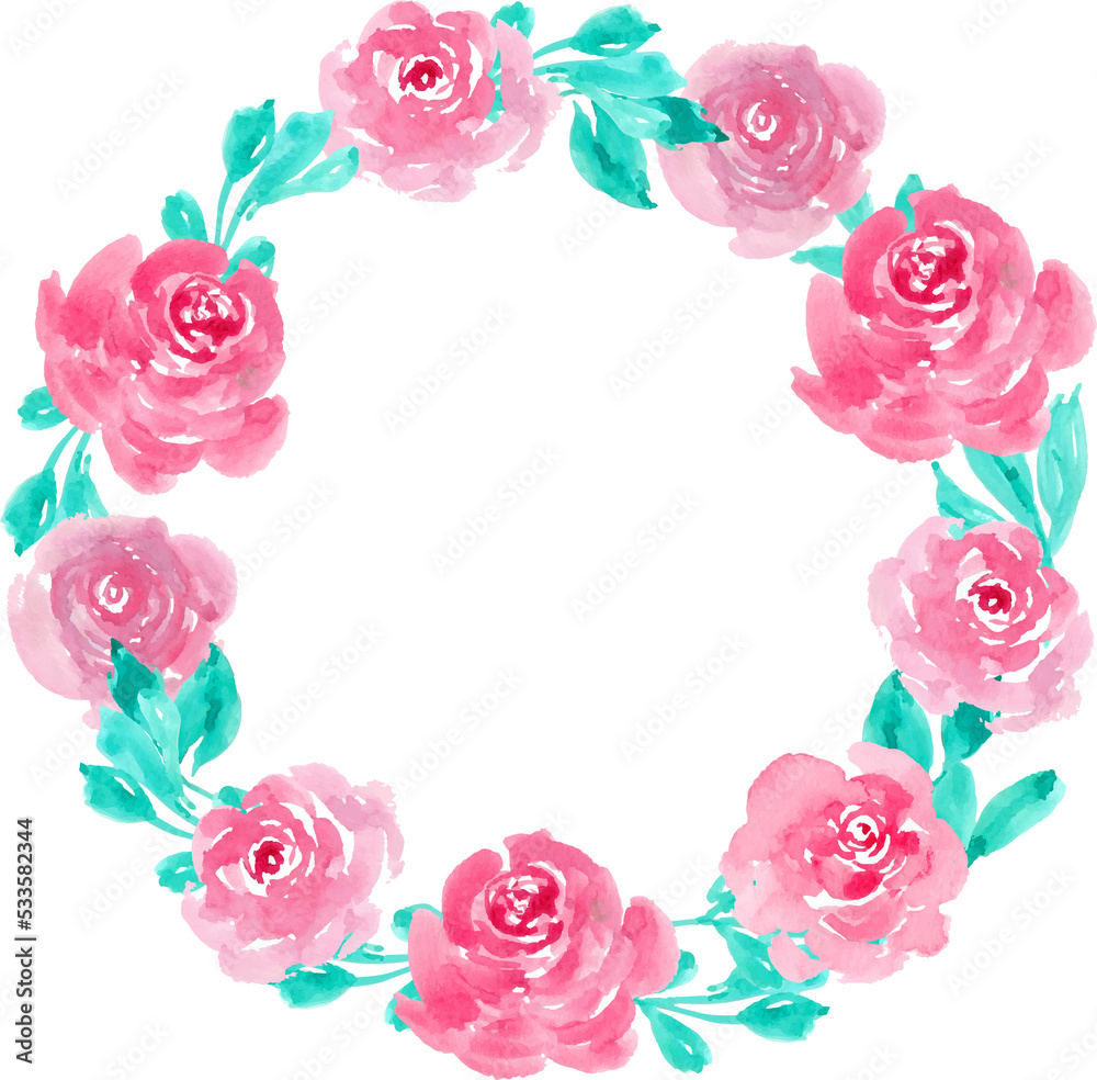Watercolor flower wreaths. Floral clip art set. Frames perfectly for print on wedding invitation, greeting card, wall art, stickers and other. 