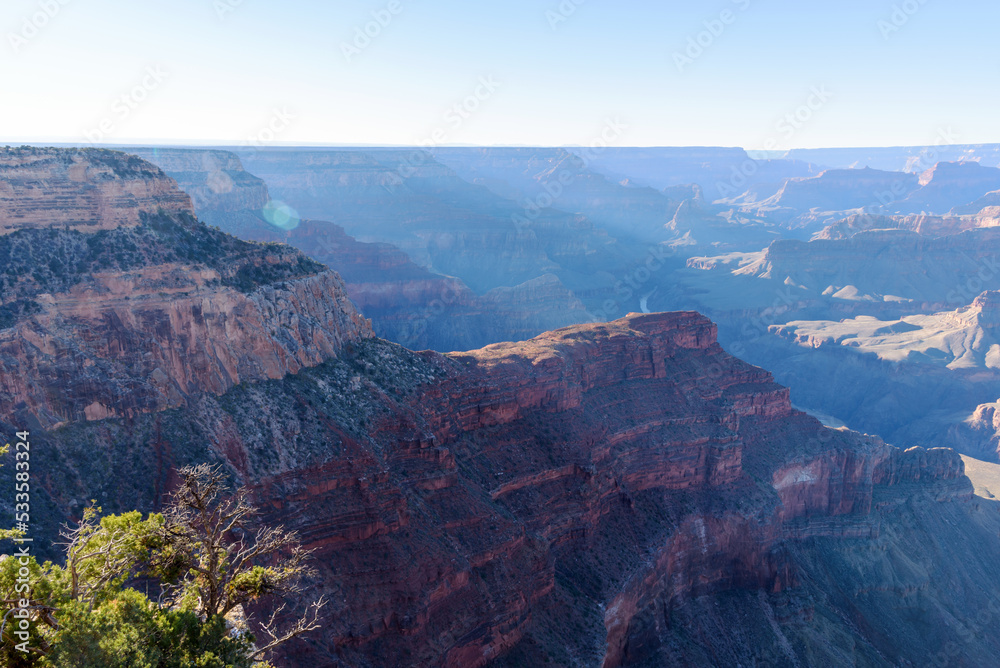 Late afternoon rays of sunlight illuminating  the Grand Canyon National Park, Arizona, USA