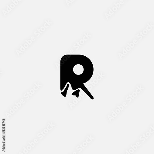 Negative Initial Letter R Rock Mountain Vector Logo Design