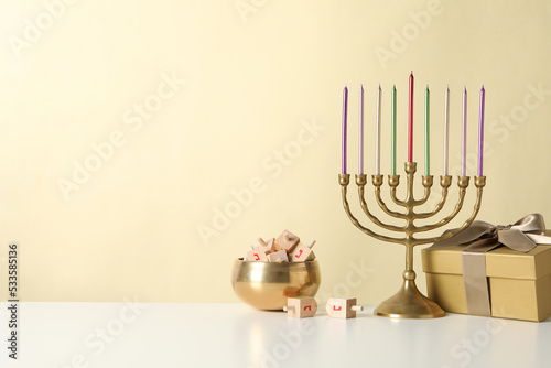 Сoncept of Jewish holiday, Hanukkah, space for text