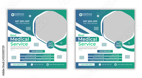 Medical service square social media post template