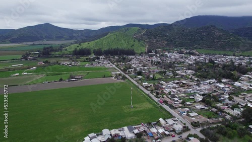 Scenic View Of A Rural Town In Pomaire At Melipilla Province, Santiago Metropolitan Region In Chile, South America. Aerial Shot photo