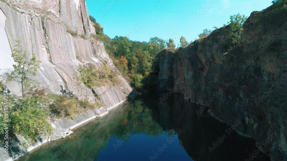 Drone Flight Aerial Over A Mountain Lake, A Hidden Lake in Prague, prokopské jezírko, colorgraded Drone Flight Aerial Over A Mountain Lake, A Hidden Lake in Prague, prokopské jezírko, colorgraded