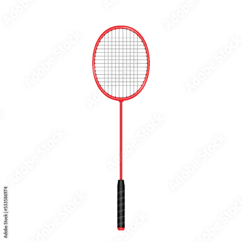 Realistic badminton racket, sports equipment for game. Active outdoor game element isolated
