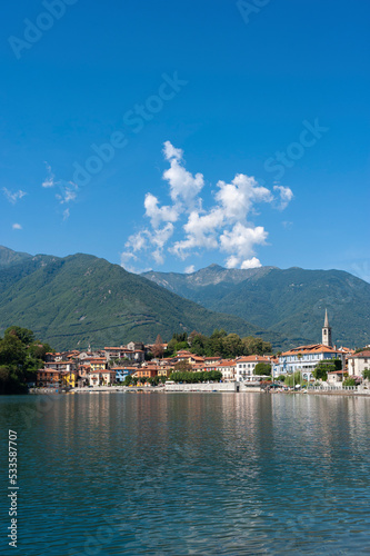 View over Lake Mergozzo to the village of Mergozzo. Province of Piedmont in Northern Italy. © Jürgen Wackenhut