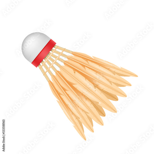 Realistic shuttlecock for tennis or badminton. Sports equipment, competitions, hobbies