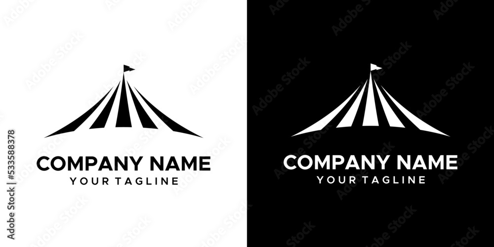 A graphic image of a circus tent themed, on a black and white ...