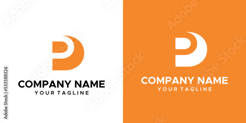 a P-themed graphic image, on an orange and white background. vector graphics base.