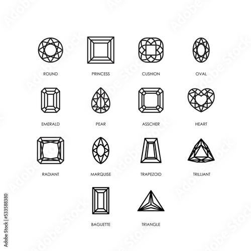 Diamond Shape vector line icons