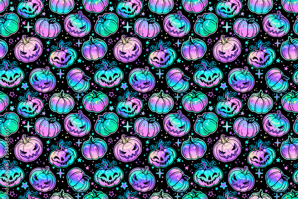 seamless pattern of halloween cartoon colorful pumpkins seamless pattern of halloween cartoon colorful pumpkins