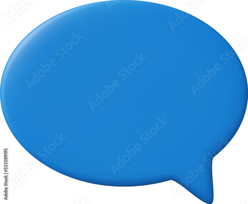 3D Blue Blank Speech Bubble