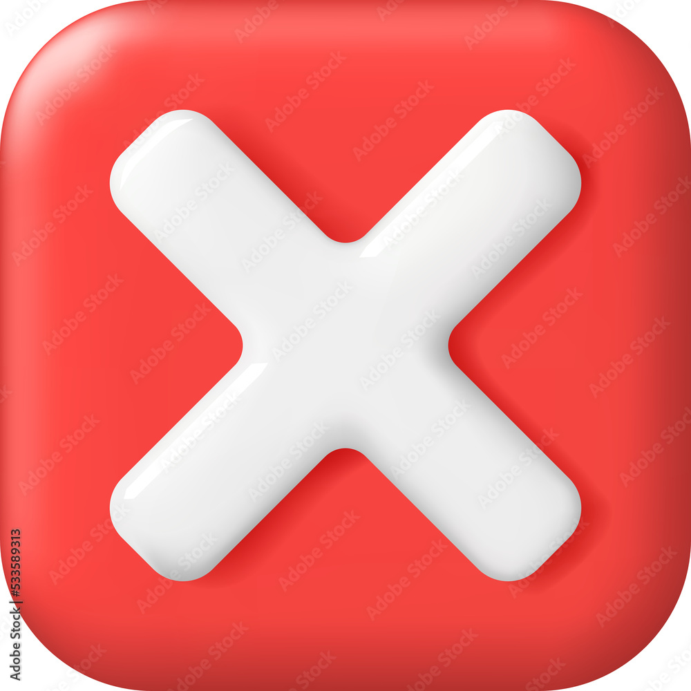 3D Wrong Button in Square Shape. 3D Wrong Button in Square Shape.