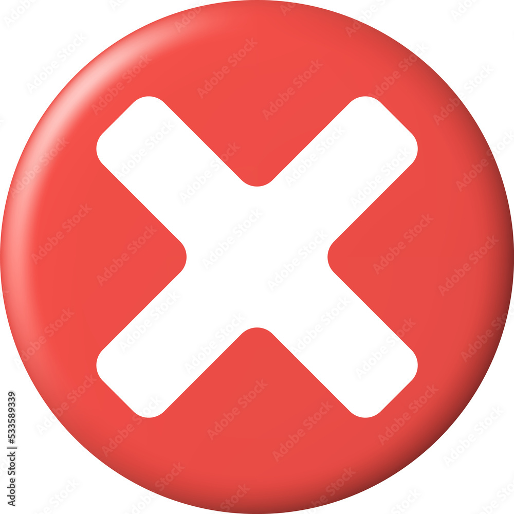 3D Wrong Button in Round Shape. 3D Wrong Button in Round Shape.