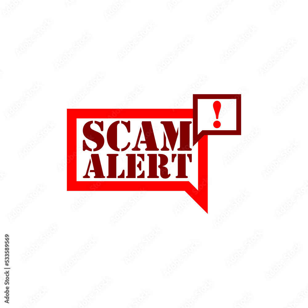 Obraz premium Banner with red scam alert. Attention sign isolated on white background