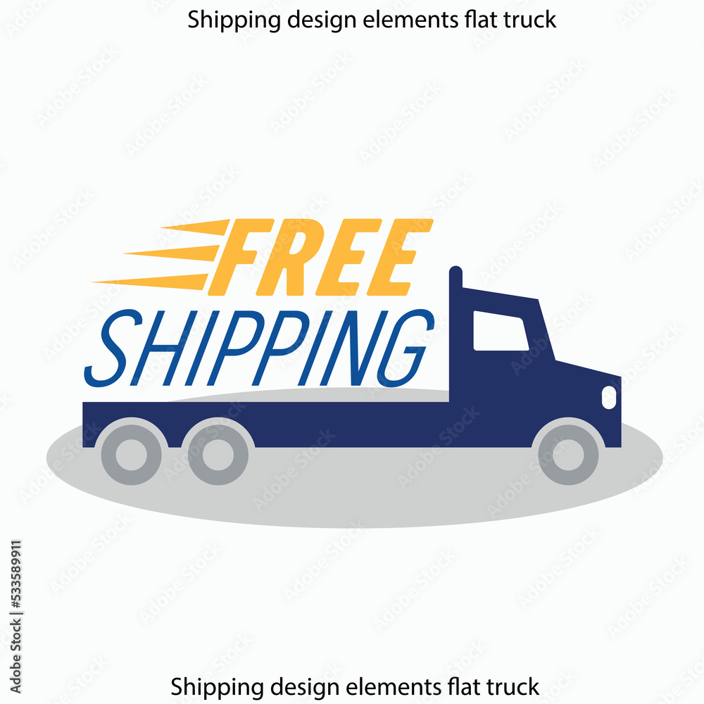 Shipping design elements flat truck trailer gift bag outline Shipping design elements flat truck trailer gift bag outline