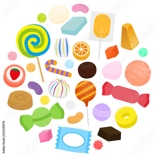 飴のイラスト（円形）