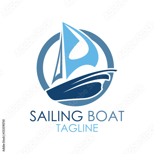 simple Sailing boat logo, Daily cruises, sea travel, vector logo-icon
