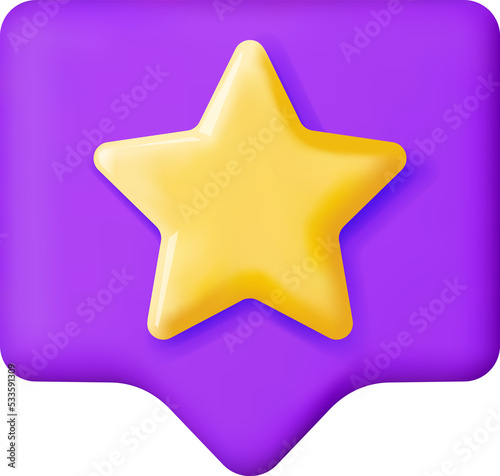 3D Glossy Yellow Five Stars Rating in Bubble