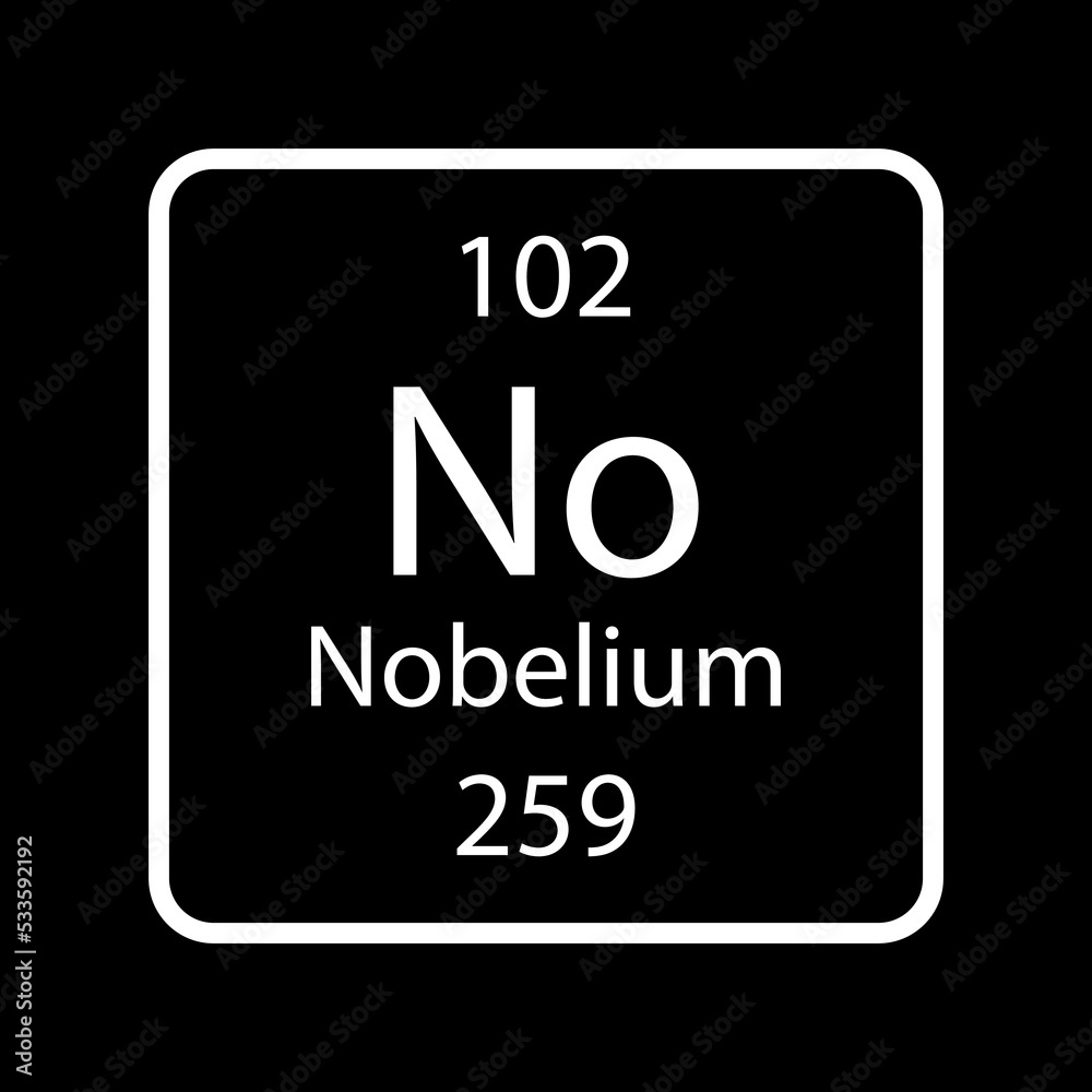 Nobelium symbol. Chemical element of the periodic table. Vector illustration.