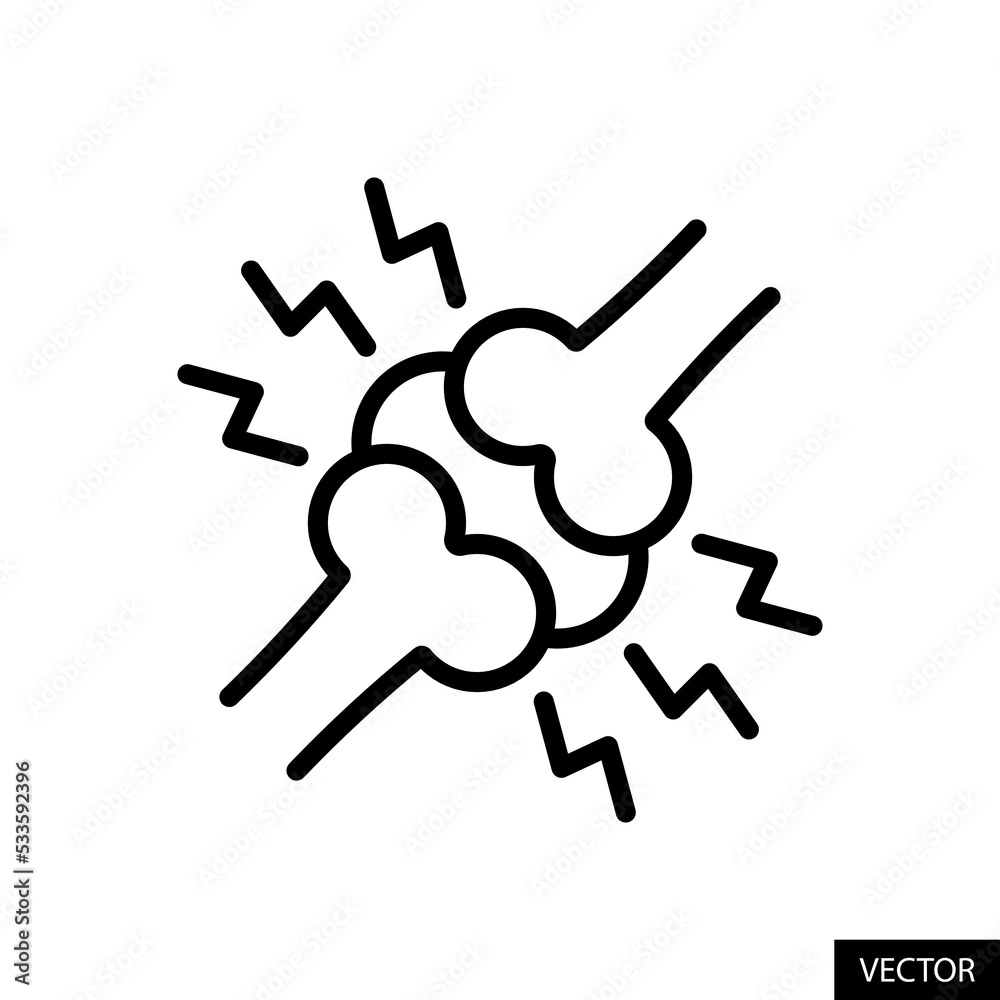 Joint pain, Painful joint, Bone pain vector icon in line style design ...