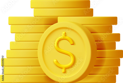 3D Stack of Gold Coins Icon