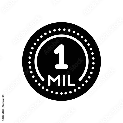 Black solid icon for mil one million