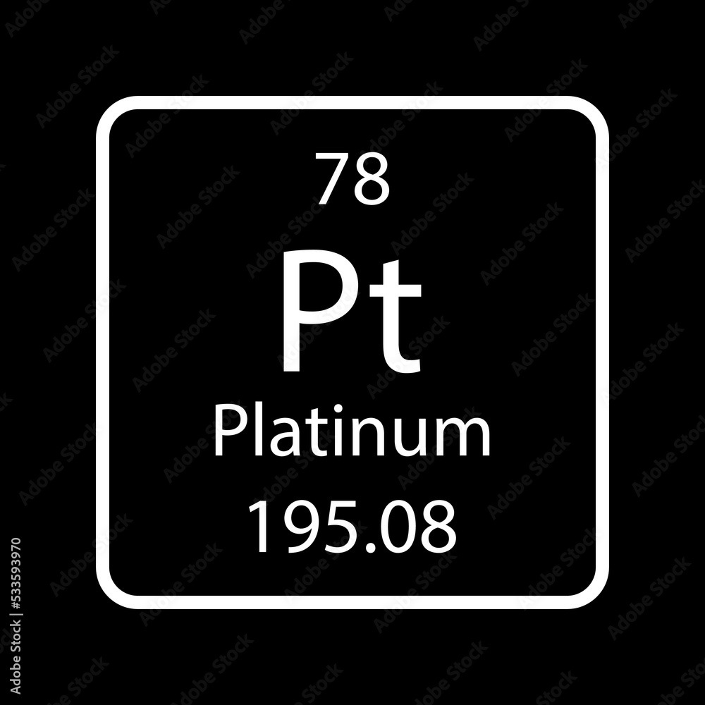 Platinum symbol. Chemical element of the periodic table. Vector illustration.