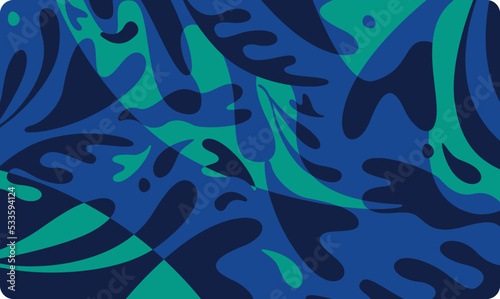 illustration algue marine pour décoration, papier peint, tissu, pattern, background, motif, packaging. Motif marin, vert, bleu. Mouvement mer, reflet, aquatique. Décor de stand, couverture de livre