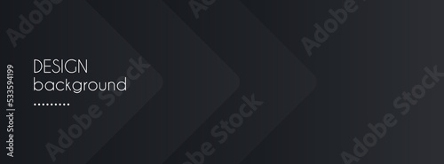 Black abstract vector long banner. Minimal background with arrows and copy space for text. Facebook cover, social media header, web banner